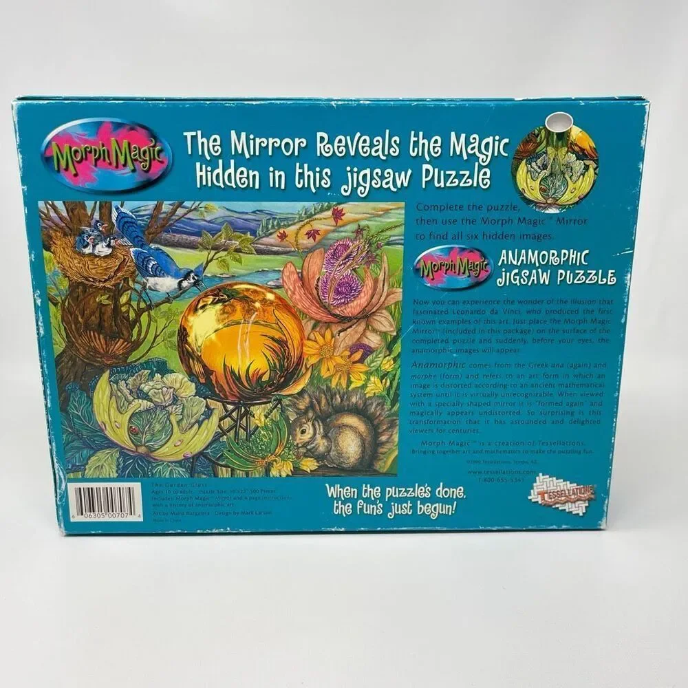Morph Magic Anamorphic 500 Pcs Jigsaw Puzzle The Garden Glass Vintage 2000 Used